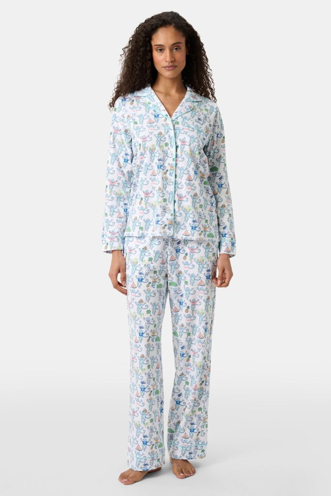 Charleston Monkey Long Sleeve Polo Pajamas