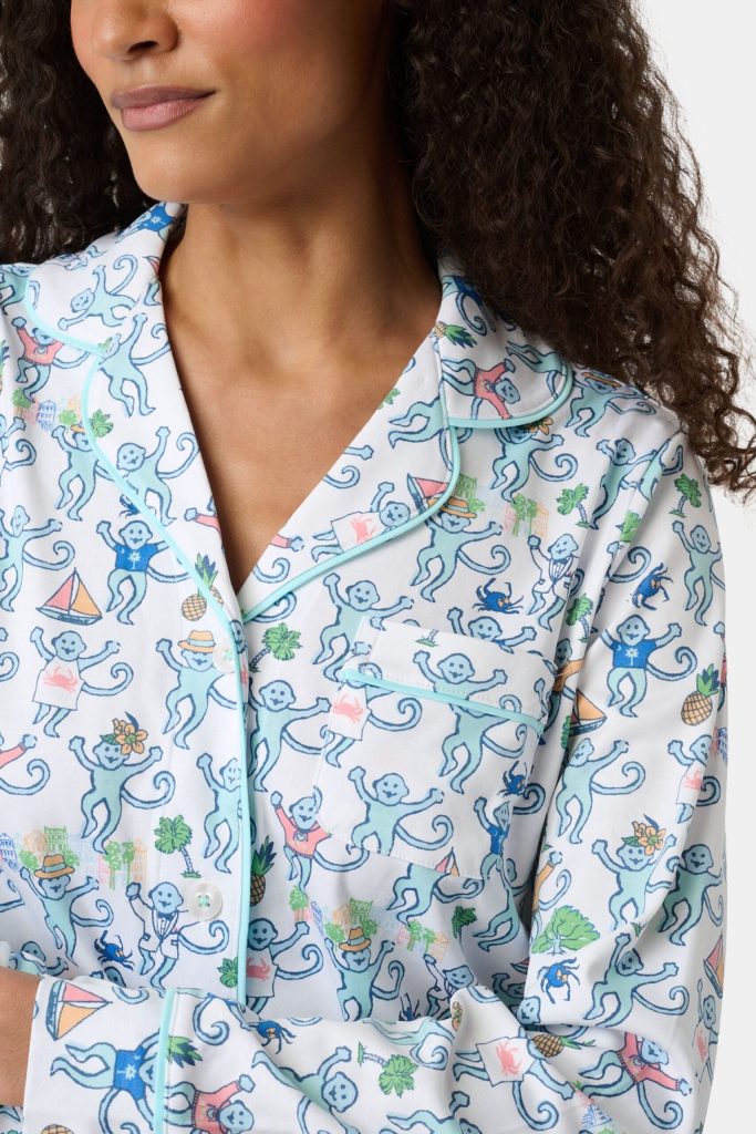 Charleston Monkey Long Sleeve Polo Pajamas