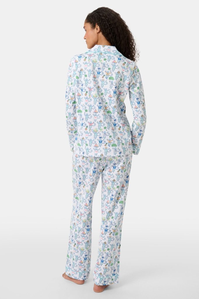 Charleston Monkey Long Sleeve Polo Pajamas