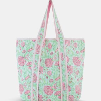 Camellia Block Quilted Tote