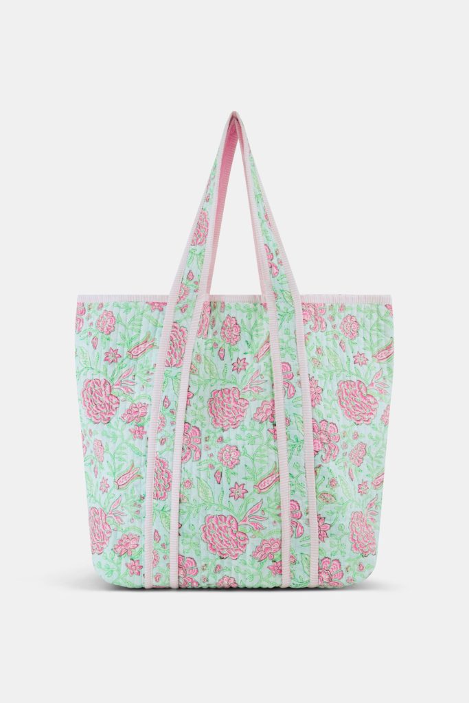 Camellia Block Quilted Tote