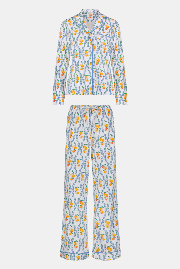 Clementine Trellis Long Sleeve Polo Pajamas