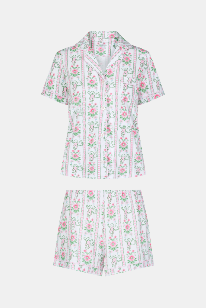 Monkey Block Stripe Polo Pajamas
