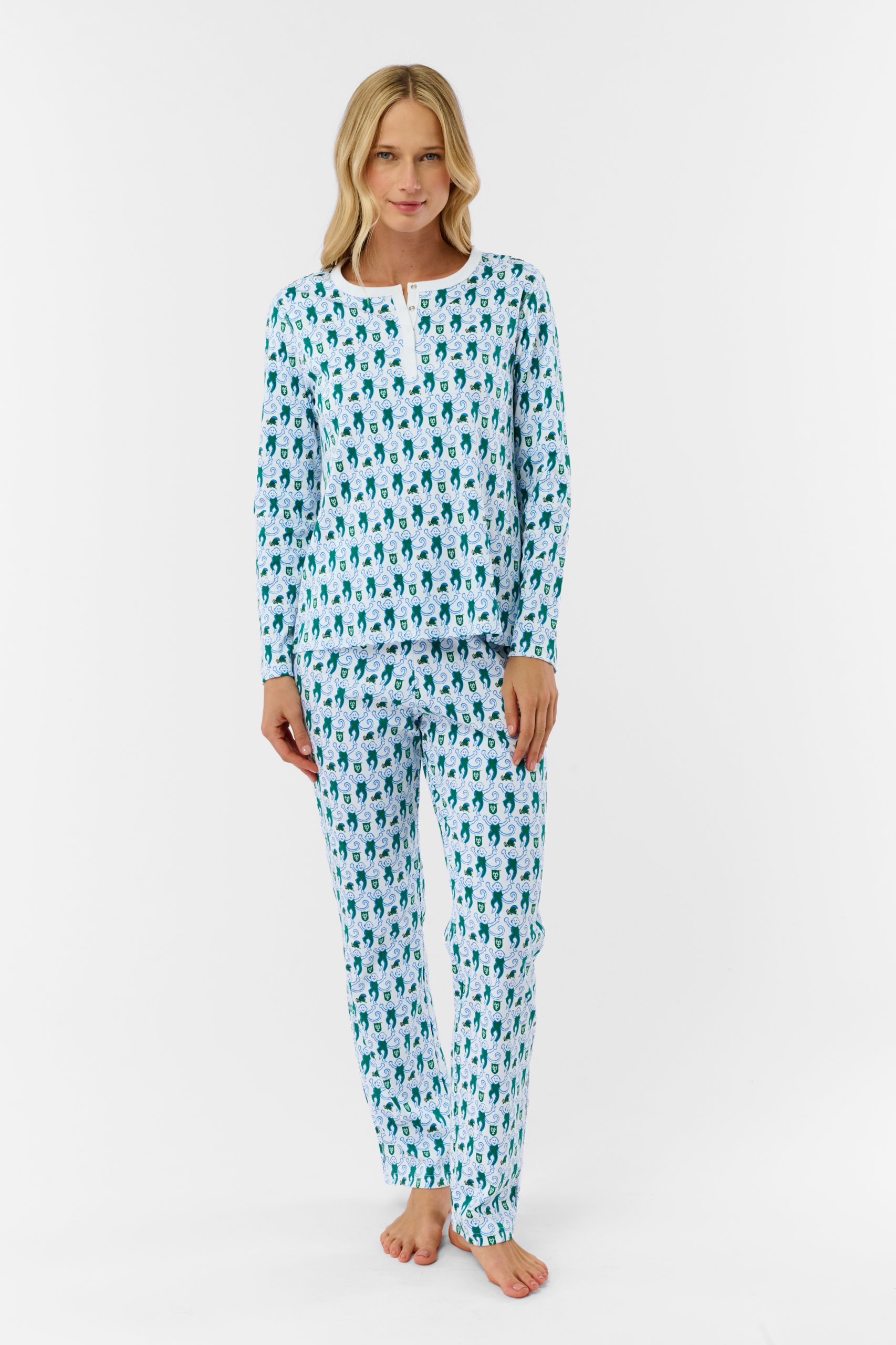 Green Wave Lovely Monkey Pajamas