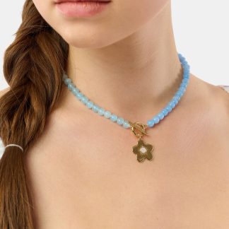 Flower Charm Beaded Necklace