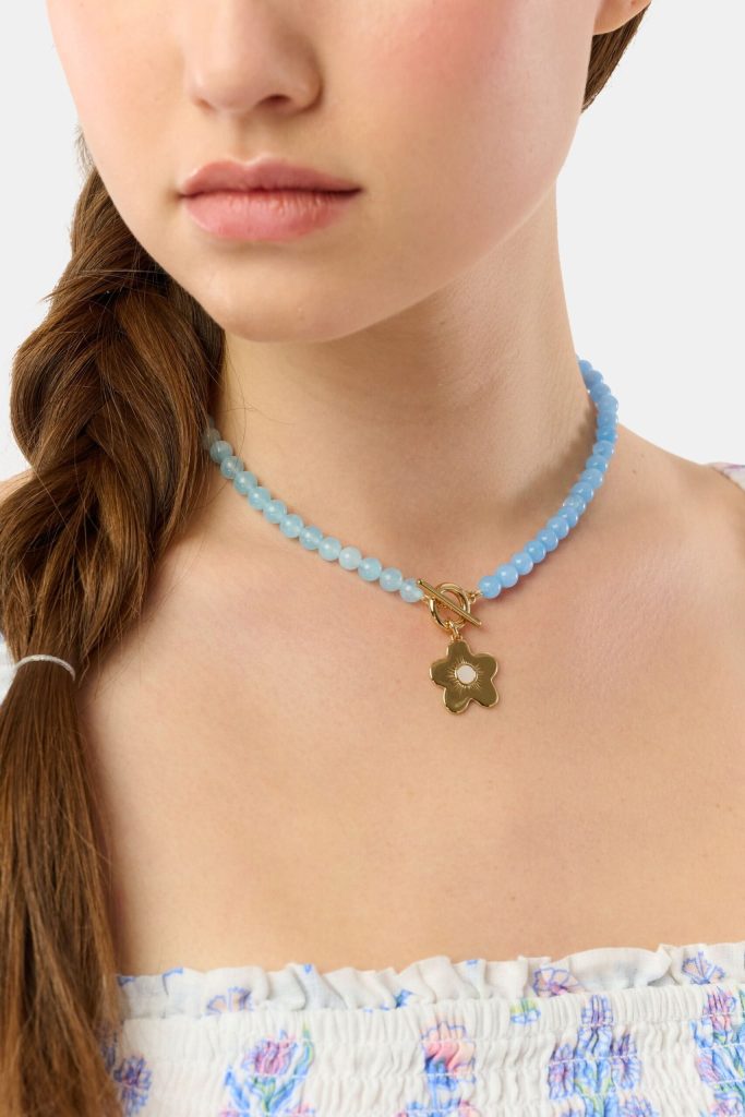 Flower Charm Beaded Necklace