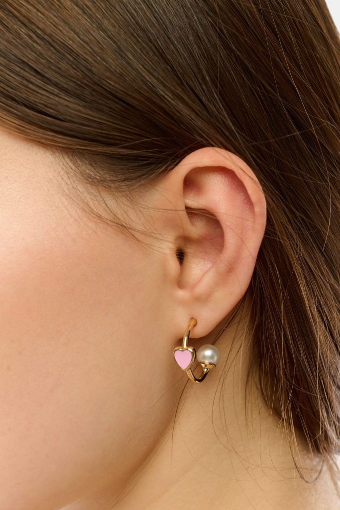 Pearl Heart Hoops