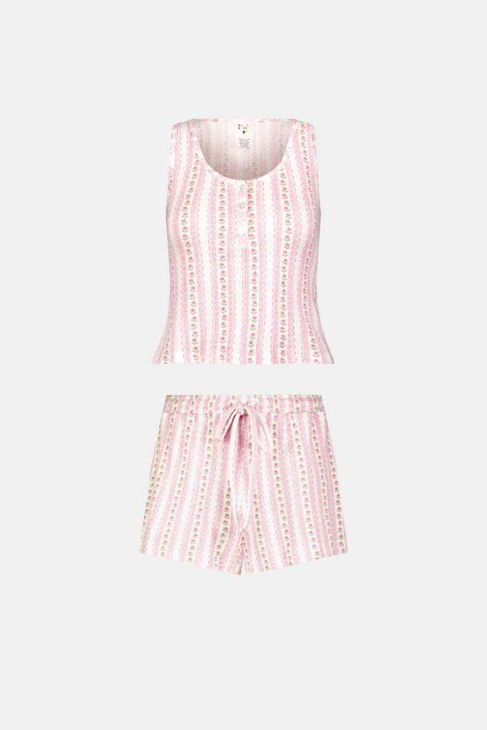 Daisy Heart Stripe Cherry Tank Set