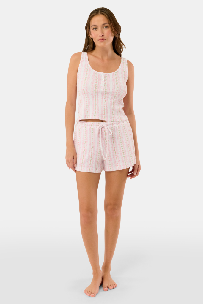 Daisy Heart Stripe Cherry Tank Set
