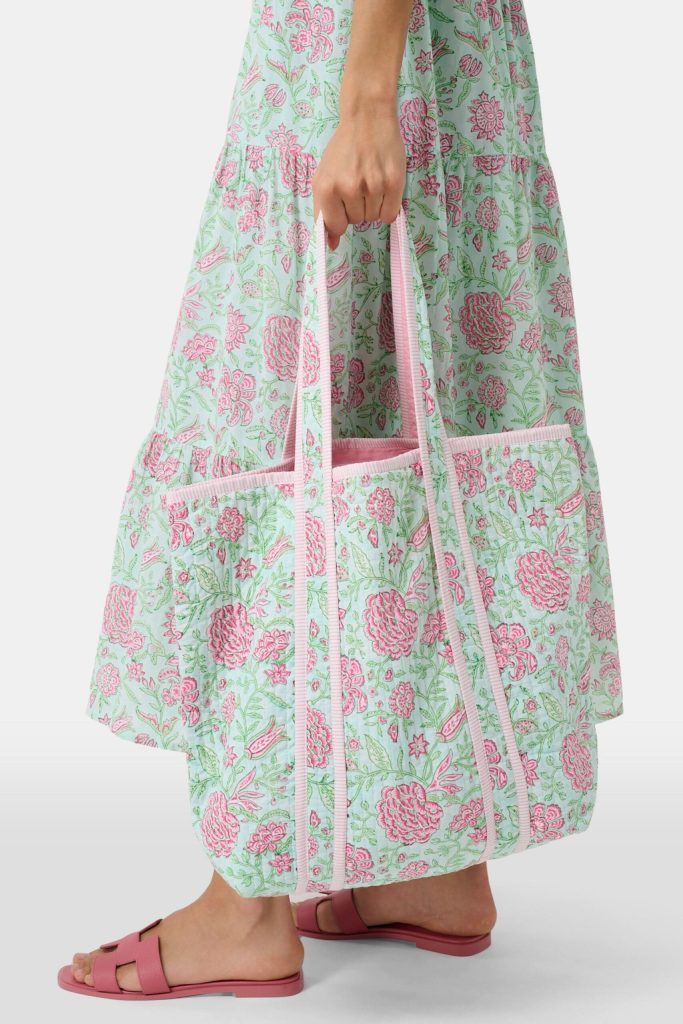 Camellia Block Quilted Tote
