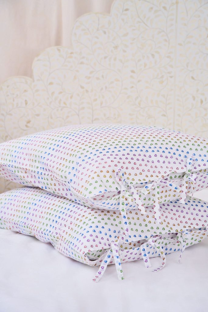 Disco Hearts Pillowcase Set with Ties