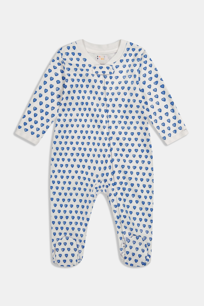 Infant Hearts Zipper Footie