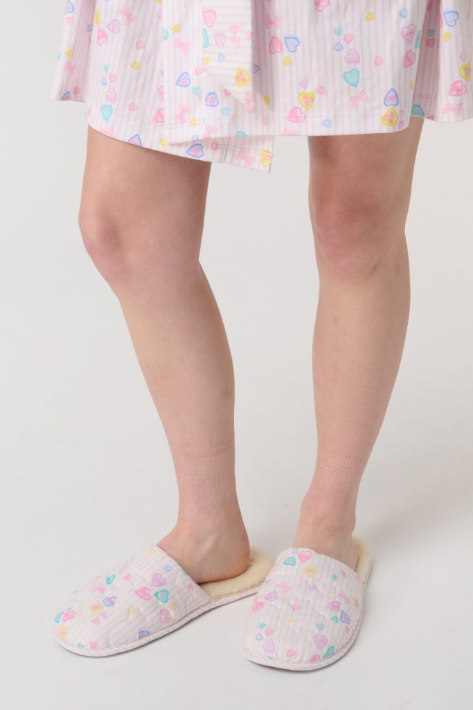 Candy Heart Stripe Quilted Slippers
