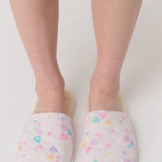Candy Heart Stripe Quilted Slippers