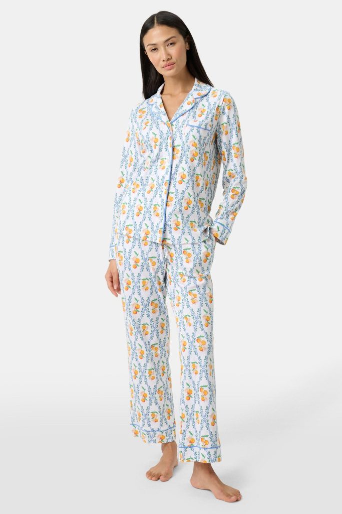 Clementine Trellis Long Sleeve Polo Pajamas