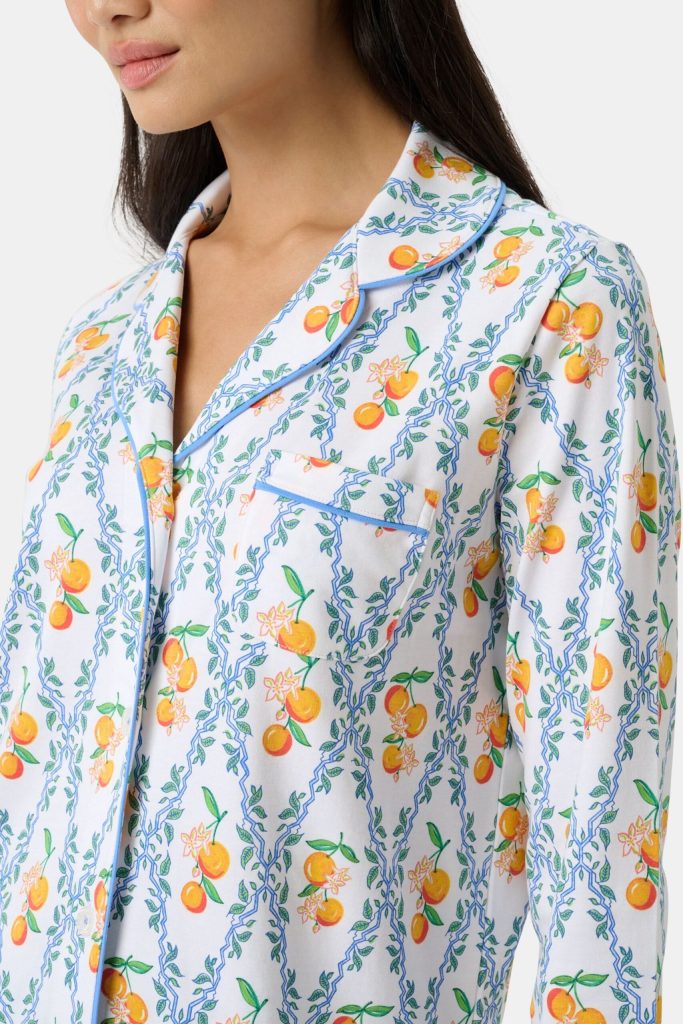 Clementine Trellis Long Sleeve Polo Pajamas