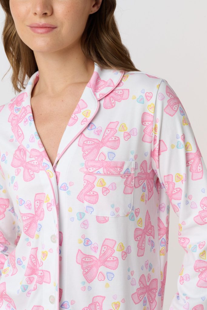 Doily Beaux Long Sleeve Polo Pajamas