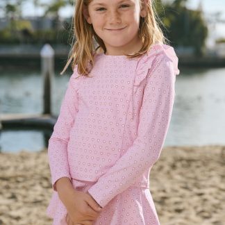 Kids Hearts Ruffle Rashguard