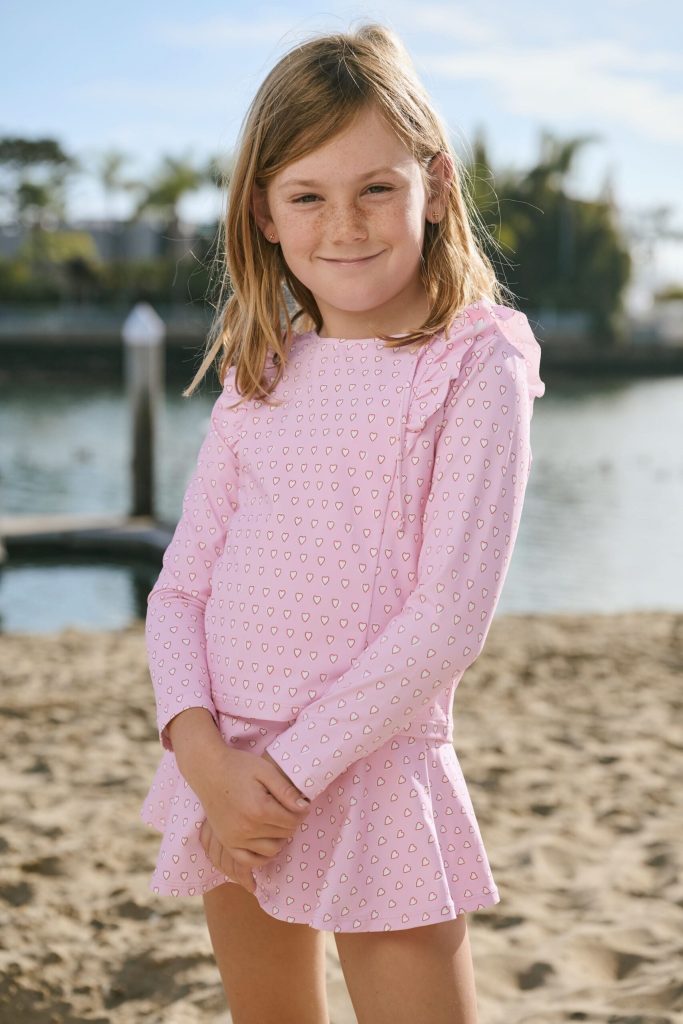 Kids Hearts Ruffle Rashguard
