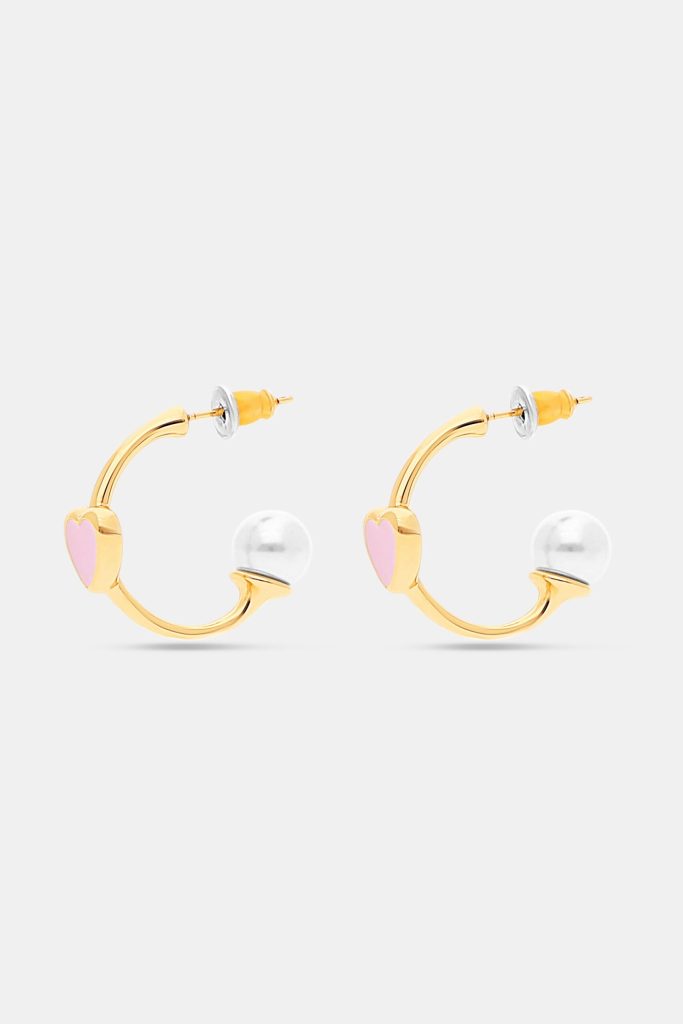 Pearl Heart Hoops