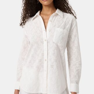Eyelet Lattice Boyfriend Shirt