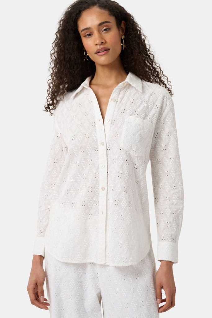 Eyelet Lattice Boyfriend Shirt
