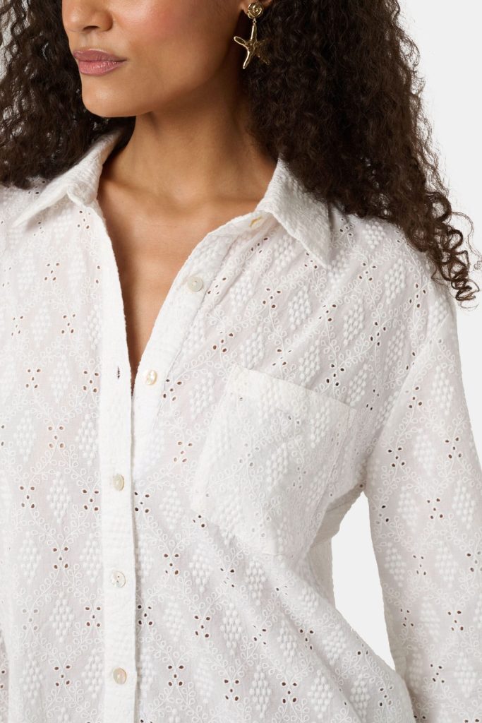 Eyelet Lattice Boyfriend Shirt