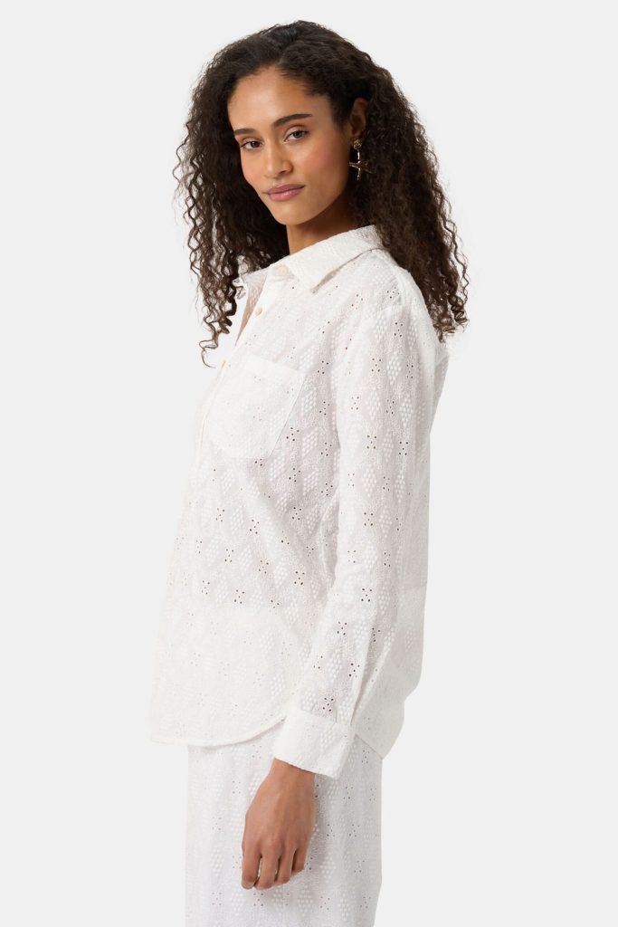 Eyelet Lattice Boyfriend Shirt