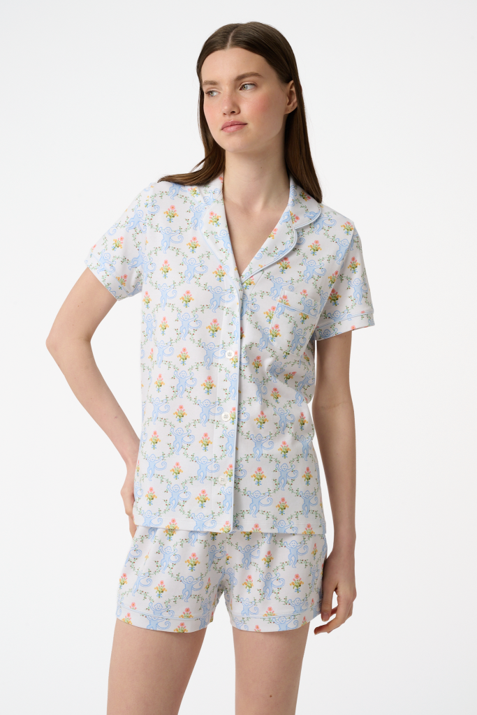 Floral Monkey Trellis Polo Pajamas