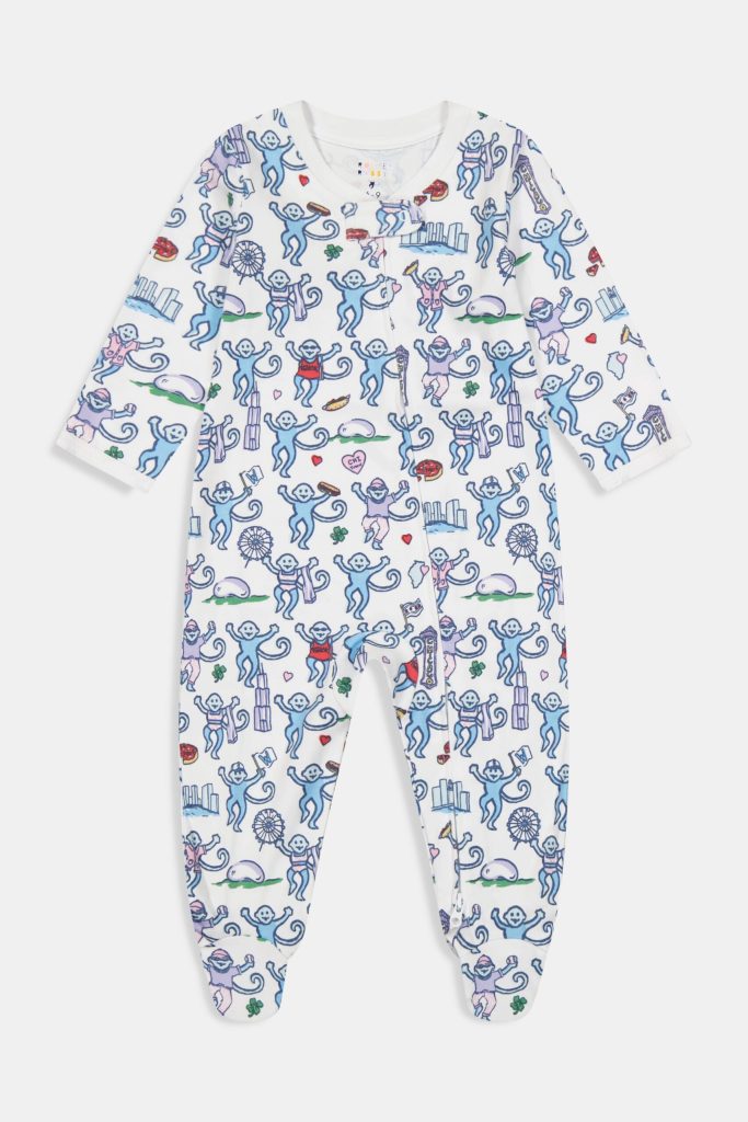 Infant Chicago Monkey Zipper Footie