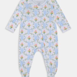 Infant Floral Monkey Trellis Zipper Footie