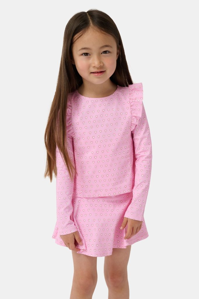 Kids Hearts Ruffle Rashguard