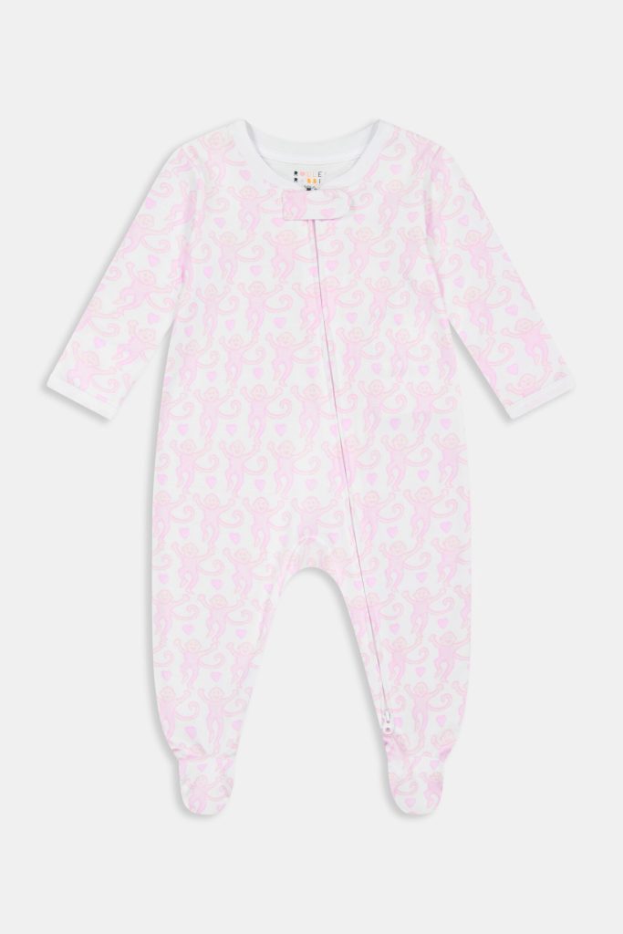 Infant Lovely Monkey Zipper Footie