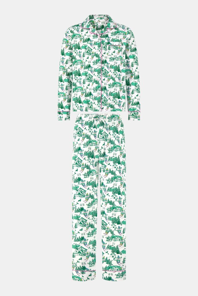 Mens Ski Toile Long Sleeve Polo Pajamas