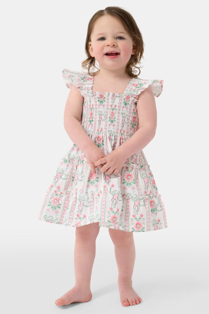 Kids Monkey Block Stripe Tiny Ellie Nap Dress