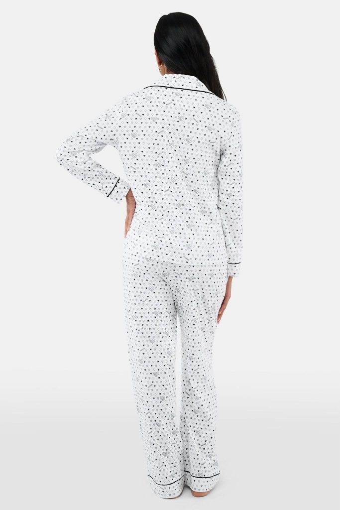 Quilted Hearts Long Sleeve Polo Pajamas