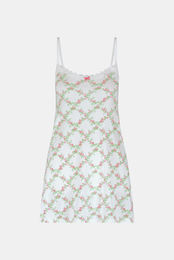 Raspberry Garden Pearl Slip Dress