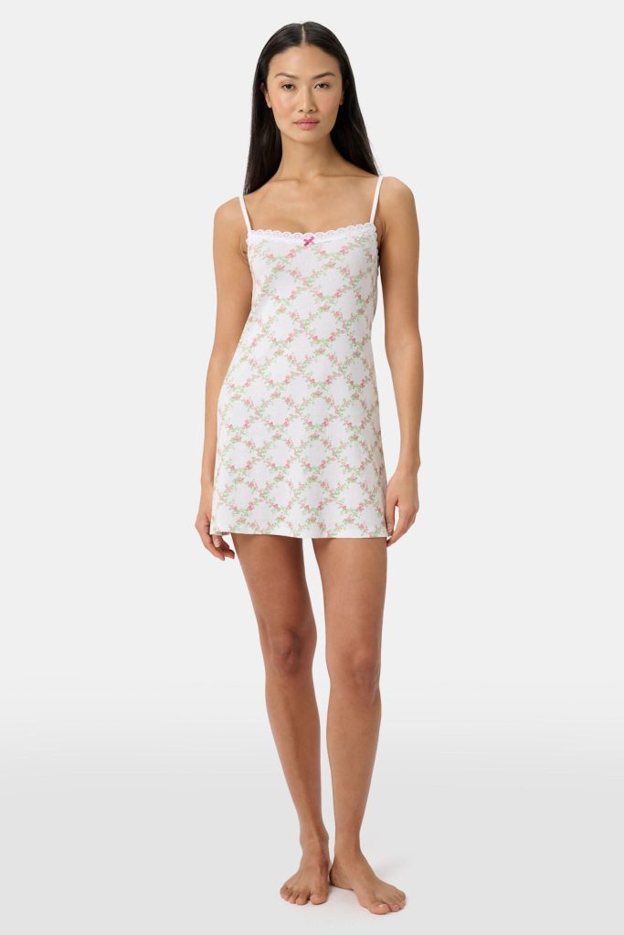 Raspberry Garden Pearl Slip Dress