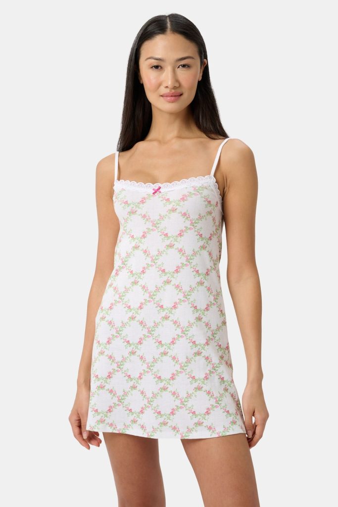 Raspberry Garden Pearl Slip Dress