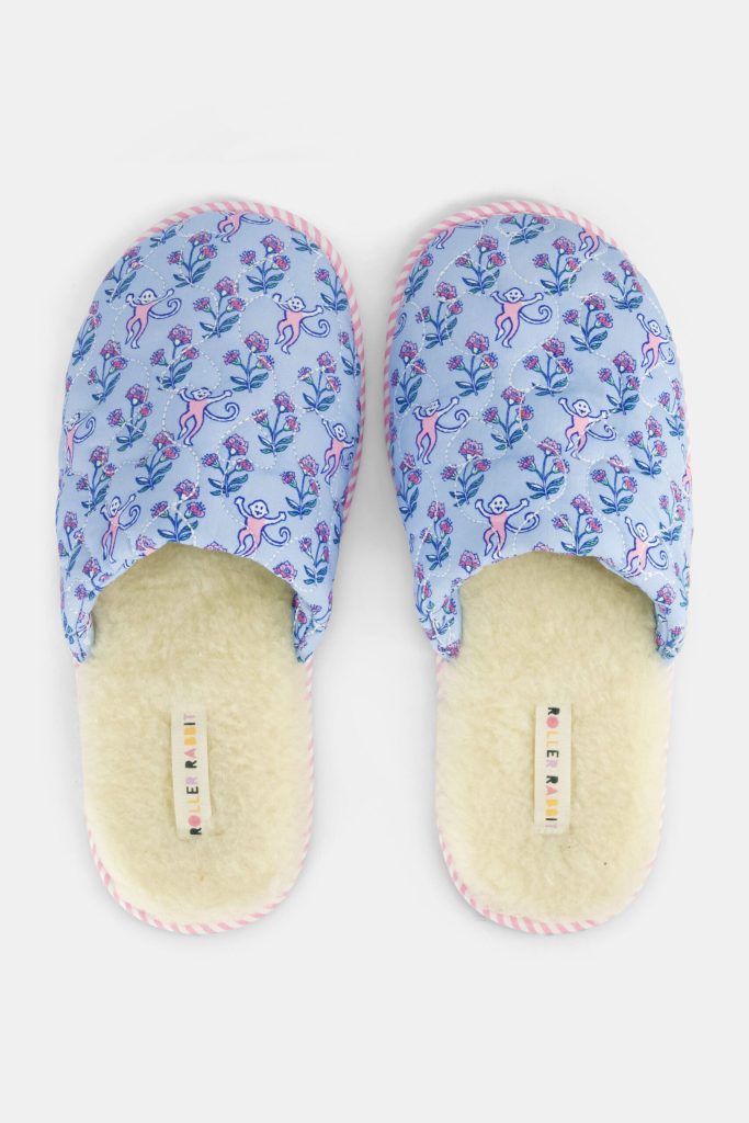 Rosa Ditsy Monkey Quilted Slippers
