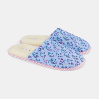 Rosa Ditsy Monkey Quilted Slippers