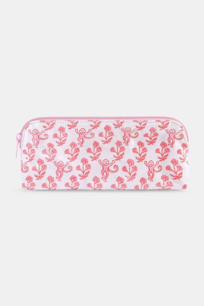 Rosa Ditsy Monkey Makeup Bag