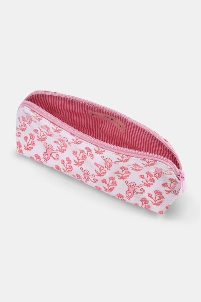 Rosa Ditsy Monkey Makeup Bag