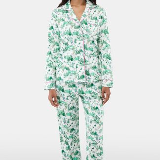 Ski Toile Long Sleeve Polo Pajamas