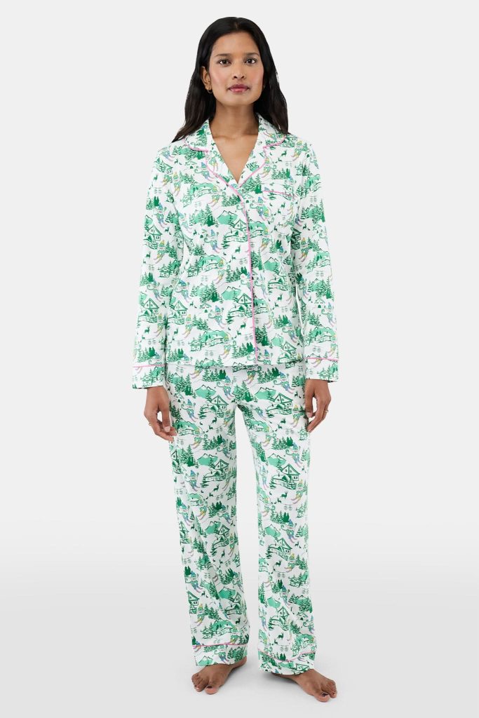 Ski Toile Long Sleeve Polo Pajamas