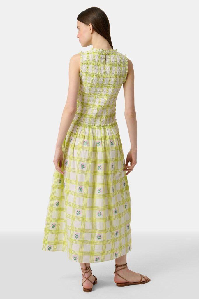 Sun Check Blossom Embroidery Emma Dress