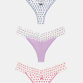 Hearts Lace Thong 3 Pack