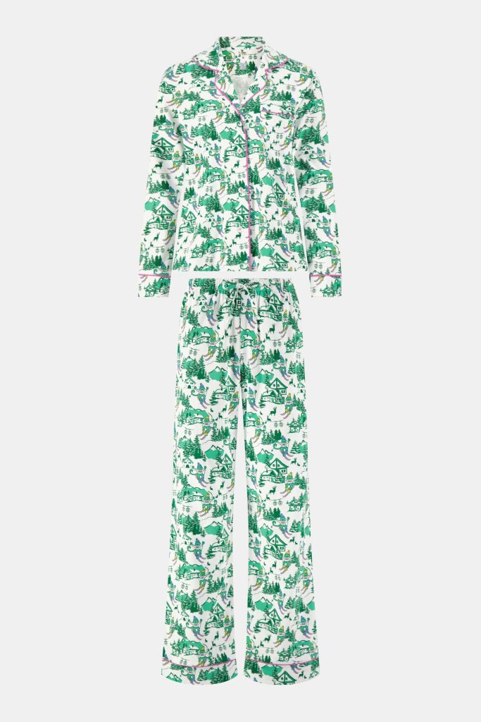 Ski Toile Long Sleeve Polo Pajamas
