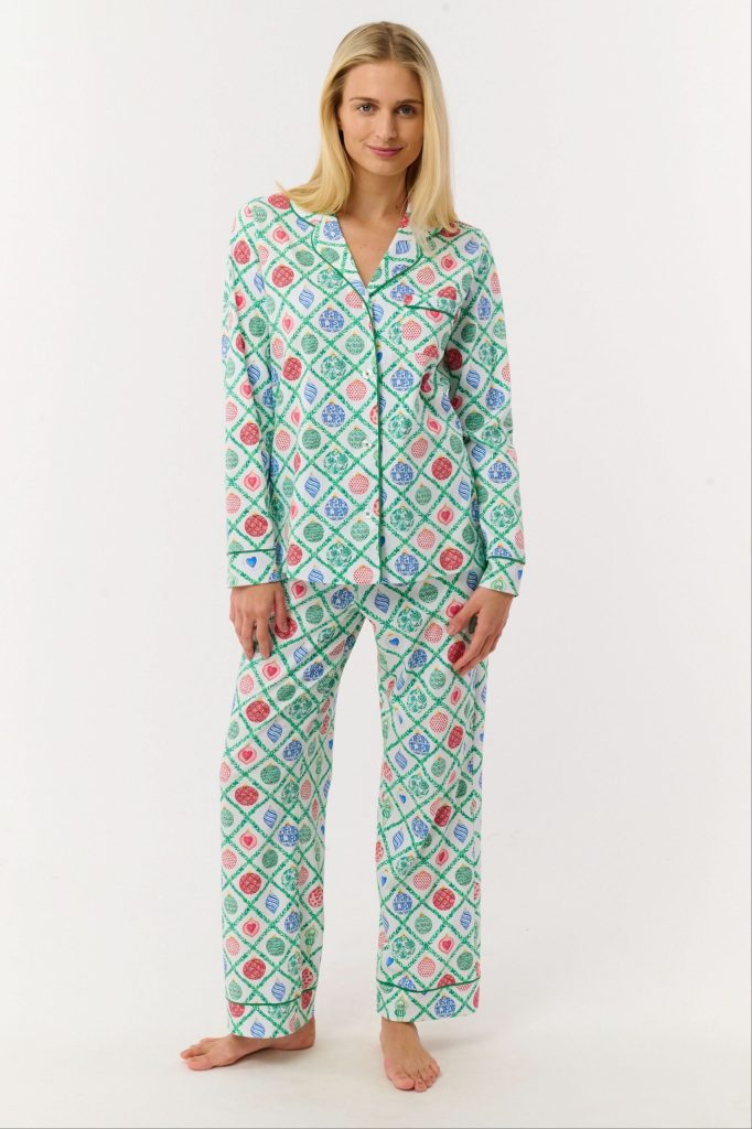 Ornament Trellis Long Sleeve Polo Pajamas