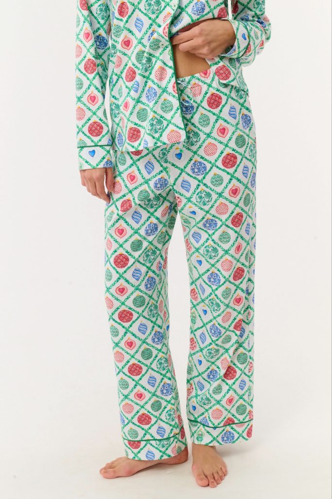 Ornament Trellis Long Sleeve Polo Pajamas